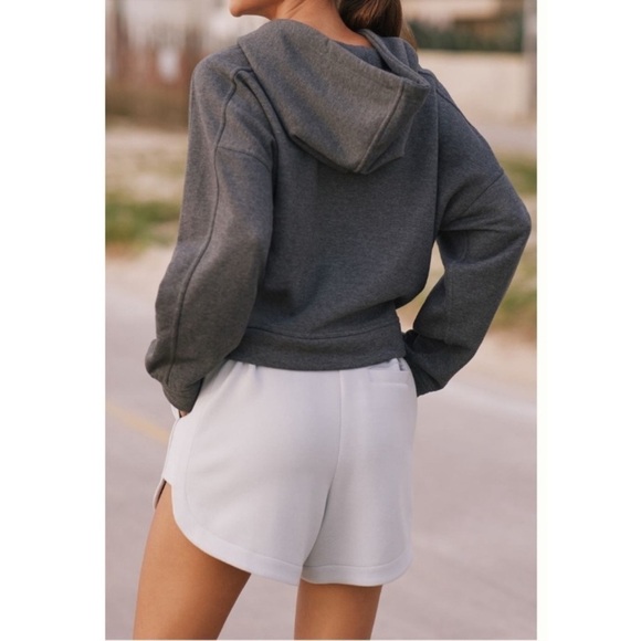 Daily Practice Anthropologie Cropped Hoodie Dark Grey XS Long Sleeve Henley - Picture 2 of 11